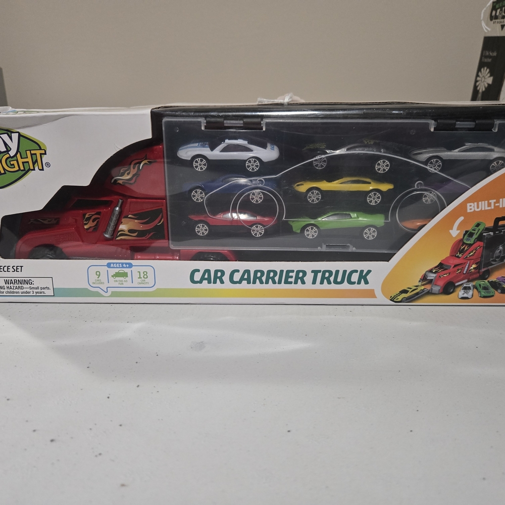 Toy Car Carrier Truck with Assorted Mini Cars - Red
